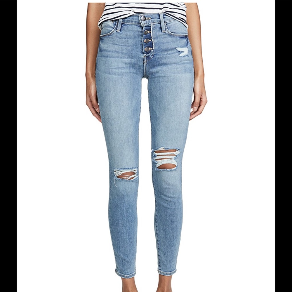 FRAME Le High Skinny Button Fly Jeans
